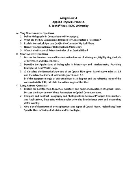 Assignment 4 (DPH001A) - Assignment 4 Applied Physics DPH001A B. Tech ...