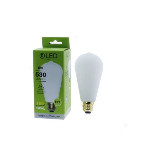Bombilla LED ST64 6W 4000K dimmable. Led de filamento con luz natural.