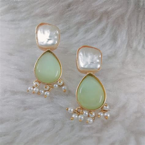 Marudhar Creations Gold Plated Matte Finish Kundan And Pearl Dangler E ...