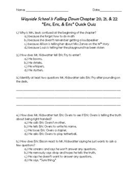 Wayside School Is Falling Down Chapter 20, 21, & 22 "Eric, Eric, & Eric ...