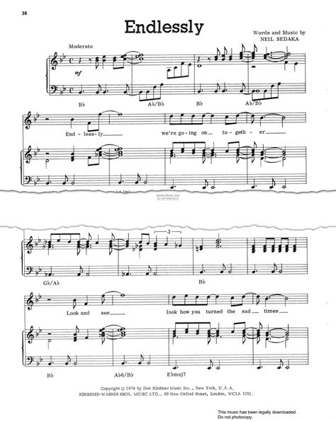 Endlessly - sheet music by Neil Sedaka - fbd-46748 | notendownload