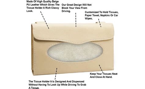 GLIVE (LABEL) PU Leather Car Sun Visor Tissue Paper Holder Dispenser ...