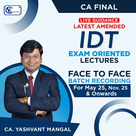 CA Final IDT Classes by CA Yashvant Mangal | ICAI New Syllabus | Online ...