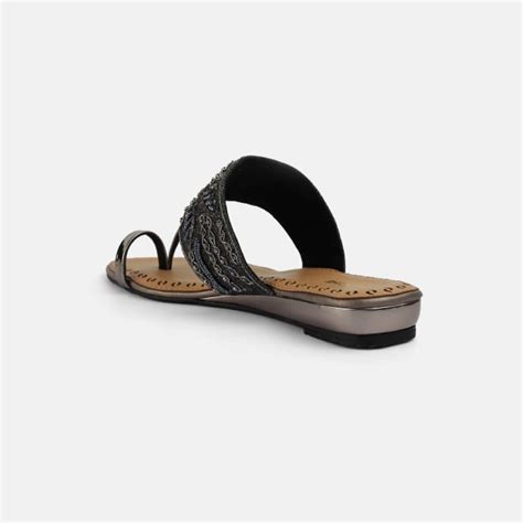 Buy Mochi Women Gun-metal Ethnic Slip Ons Online | SKU: 35-2114-29-37 ...