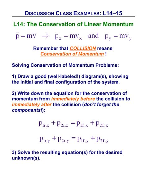 Conservation Of Linear Momentum Formula
