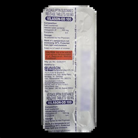 VILASON OD 100MG TABLET 10'S - Uses, Side Effects, Price and Generic ...