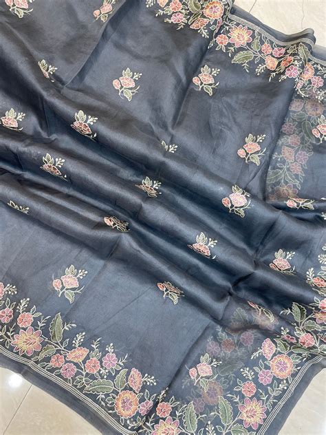 Pure Organza Chikankari Handloom Banarasi Saree | The Handlooms