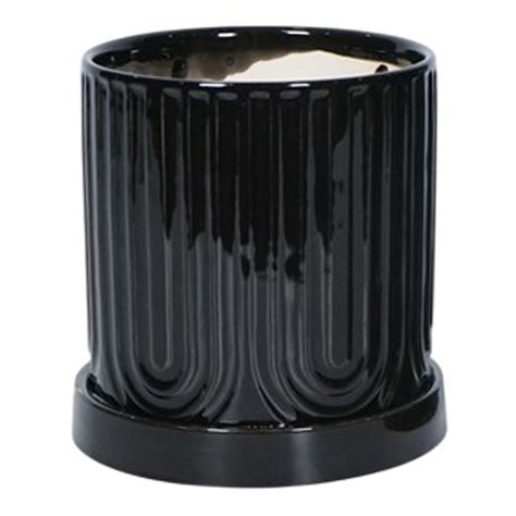 Indoor Black Embossed Rainbow Planter, Medium | At Home
