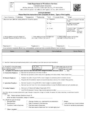 Fillable Online jobs utah Status Report, Form 1 - Utah Department of ...
