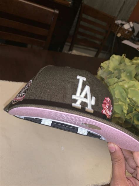 Hat Club × MLB × New Era 🌺NEW brown LA fitted w/ pink brim & pink rose ...