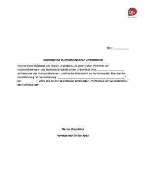Ausfüllbar Online downloads oehunigraz Graz, Vollmacht zur Durchf hrung ...
