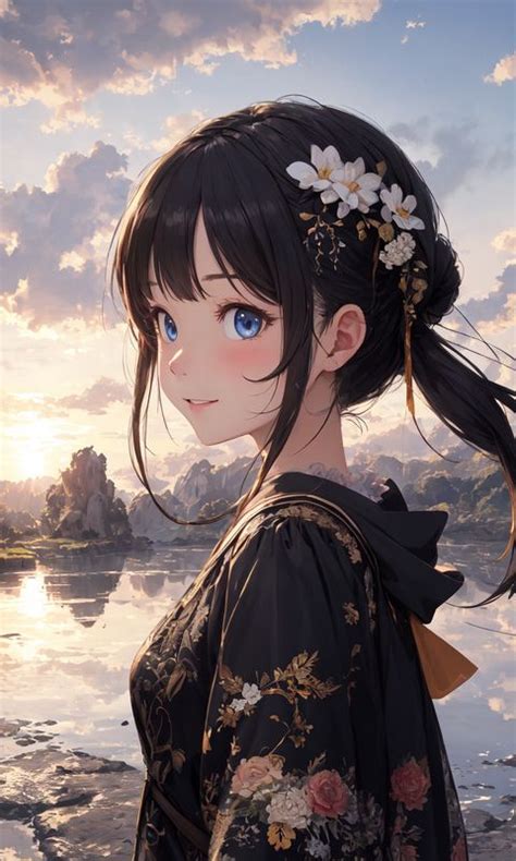 Download wallpaper 480x800 girl, kimono, pond, anime, art nokia x, x2 ...