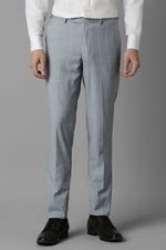 Buy Men Grey Check Flat Front Formal Trousers Online - 39960988 | Louis ...