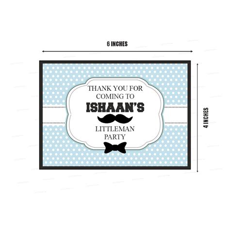 Little Man Theme Thank You Card | Birthday Party Supplies India