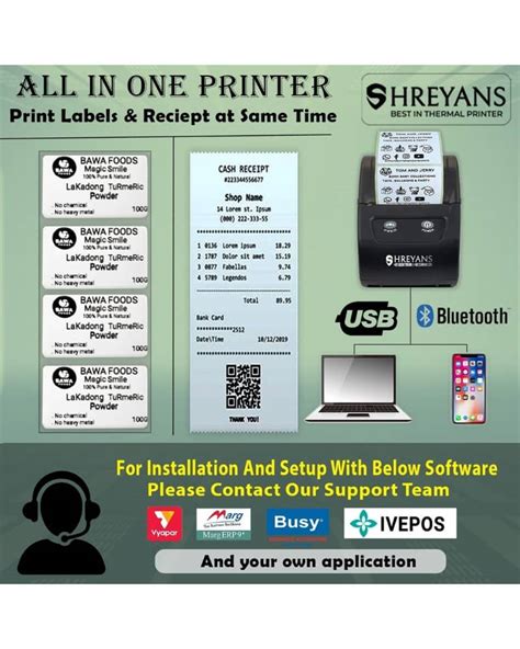 Shreyans SRS58D Label + Receipt Thermal Printer (2-Inch, Bluetooth ...