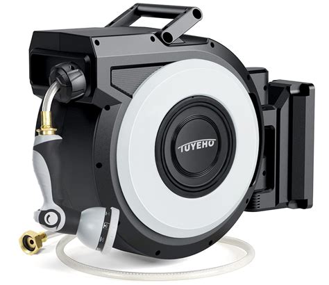 Amazon.com : Tuyeho Retractable Garden Hose Reel 90 FT, Wall Mount ...