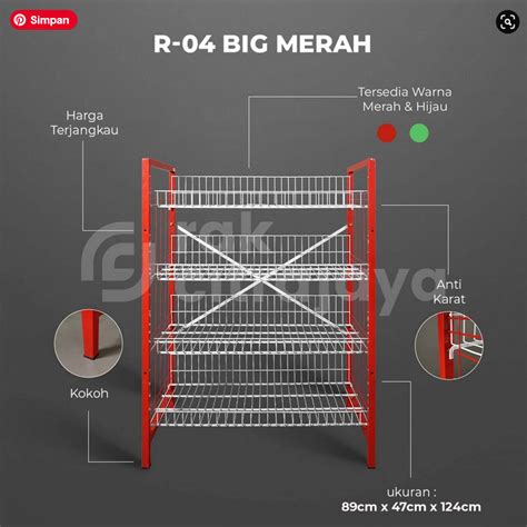 RAK WARUNG SEMBAKO TIPE R-04 BIG, 4 SUSUN KERANJANG