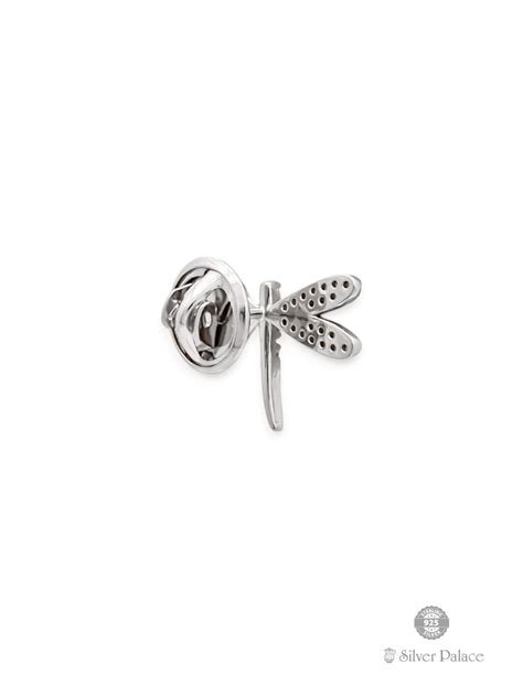 925 Sterling Silver Dragon Fly With Cz Stones Collar Button - Silver Palace