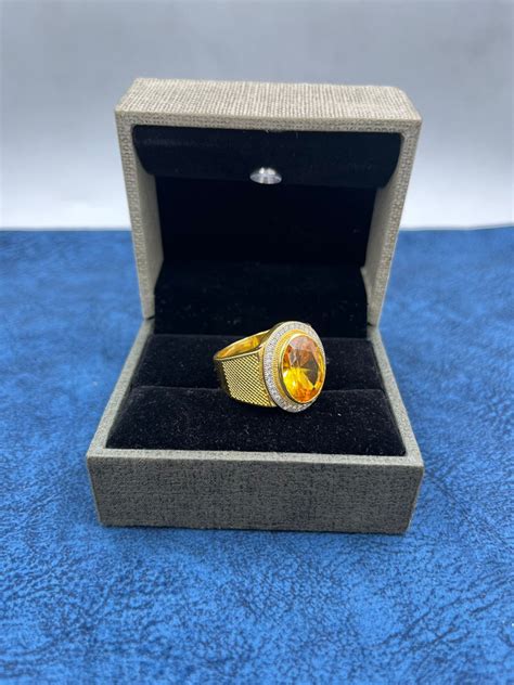 1 GRAM GOLD FORMING YELLOW DIAMOND RING FOR MEN DESIGN A-441 – Radhe ...