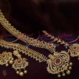 NL8870 Broad CZ Fancy Design Long Necklace 18 Inches Maangtikka Gold ...