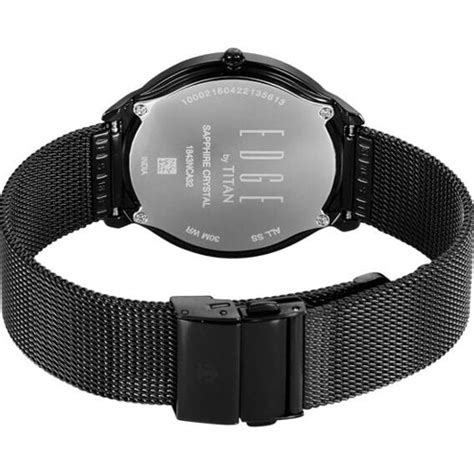 Titan Edge Slim Stainless Steel Black Dial Analog Watch for Men 38mm N