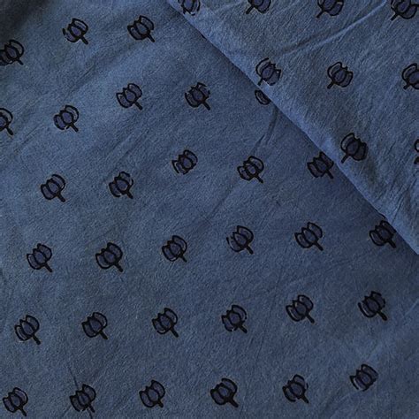 Pure Cotton Double Ajrak Blue With Black Lotus Itself Hand Block Print ...