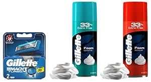 Buy Gillette Mach3 Turbo Manual Shaving Razor Blades - 2s Pack ...