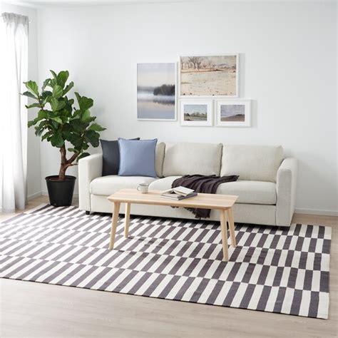 STOCKHOLM 2017 Rug, flatwoven, handmade, striped grey - IKEA