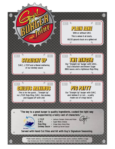 Carnival Guy's Burger Joint Menus for 2026 with Review