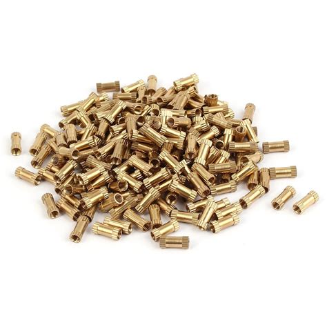 ELECTROPRIME M4 x 12mm Female Thread Brass Knurled Threaded Insert ...