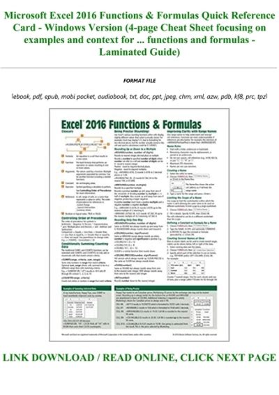 Image result for Excel 2016 Formulas PDF