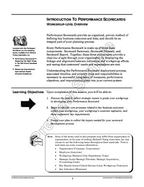 Fillable Online INTRODUCTION TO PERFORMANCE SCORECARDS WORKGROUP-LEVEL ...