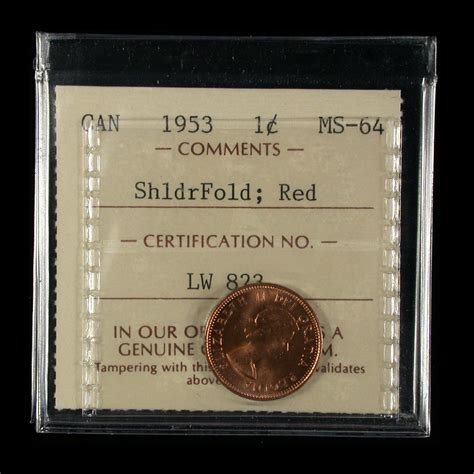 1953 One Cent - Shoulder Fold - Alliance Coin & Banknote Inc.