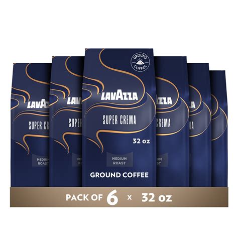 Lavazza Super Crema Ground Coffee, Medium Roast, Arabica and Robusta ...