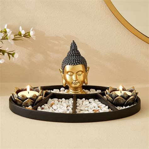 Buy Renaissance Erin 3Pcs Polyresin Buddha Figurine with T-Light ...