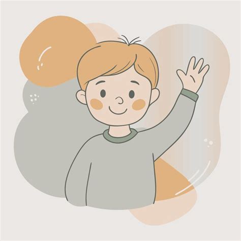 A cartoon of a boy waving and waving | Premium AI-generated vector
