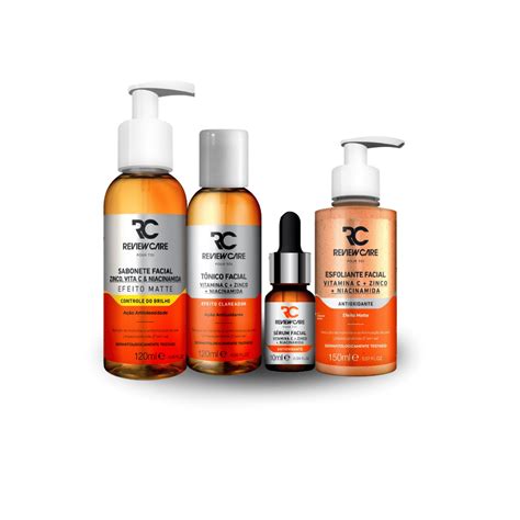 Kit Limpeza Facial Vitamina C Sabonete + Esfoliante + Tônico + Sérum ...