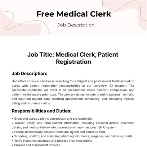 Health Clerk Job Description at Harry Christison blog