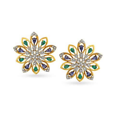 Appealing Contemporary Floral Diamond Stud Earrings
