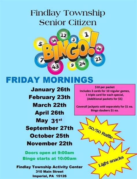 Findlay Township Senior Citizens Bingo, Findlay Township Activity ...