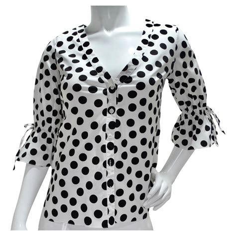 Carolina Herrera Polka Dot Blouse For Sale at 1stDibs