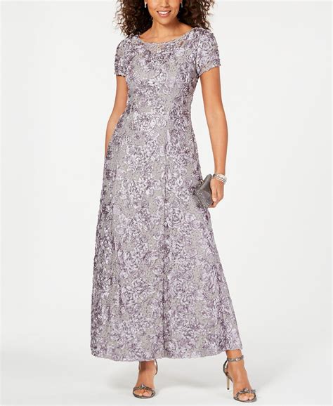 Alex Evenings Rosette A-Line Gown - Macy's | A line gown, Evening dress ...