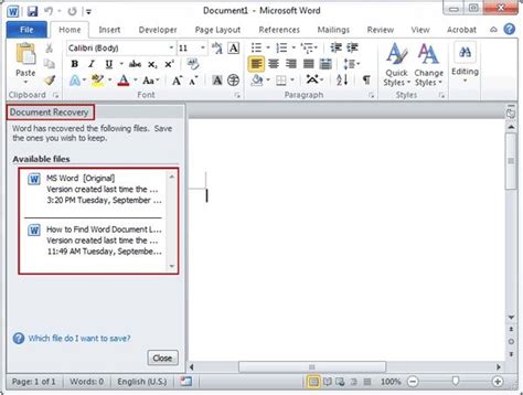 Image result for Document Recovery Word