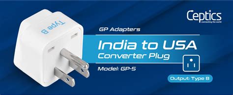 Ceptics India to USA Converter Plug, USA, Japan, Philippines, Canada ...