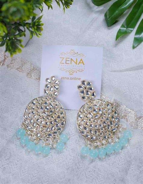 Gold-Plated Traditional Kundan & Pearl Earrings – Zena