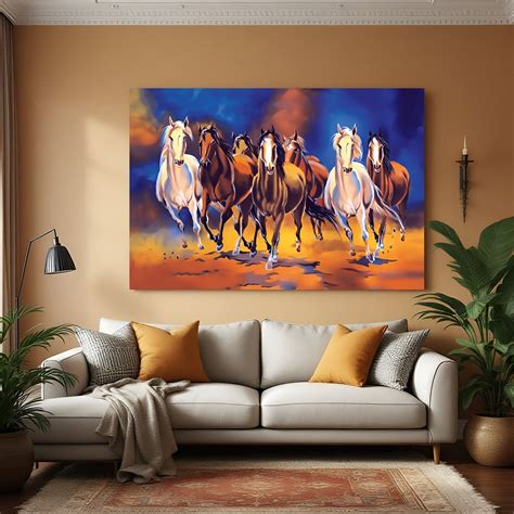 7 Horses Vastu Wall Art | Canvas for Home & Hotel Decor – CIPHER SPACES