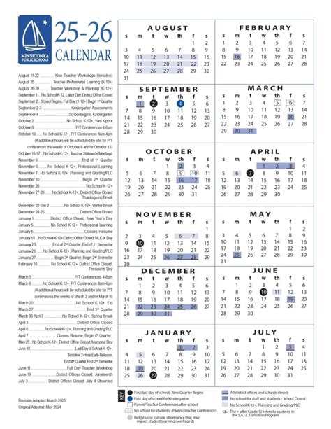 MINNETONKA PUBLIC SCHOOLS 25-26 Calendar Revised [PDF] - EduCounty