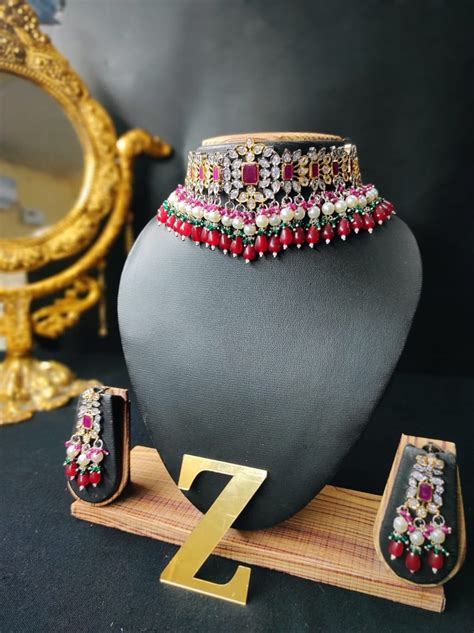 ZEVAR | Premium Quality AD Stone Monalisa Beads Uncut Kundan Jewellery ...