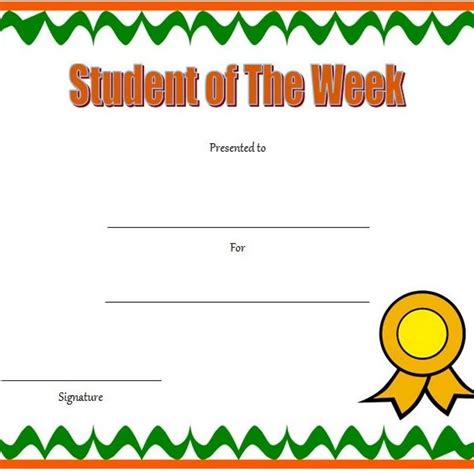 Student Of The Week Template