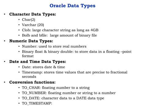 Image result for Oracle SQL Data Types
